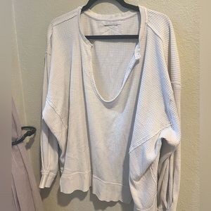 Free People thermal beige v-neck